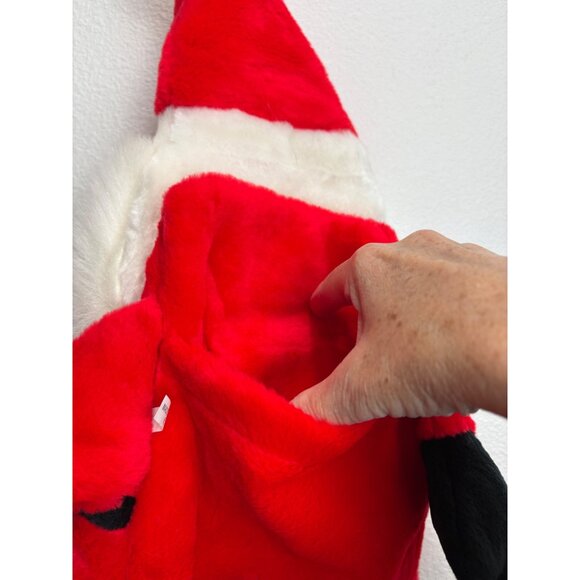 Vintage 3D Santa Claus 21" Hanging Plush Christmas Stocking Pockets Front and Ba - Picture 5 of 5